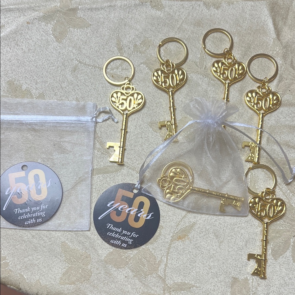 Gold 50th Anniversary Key Bottle Openers